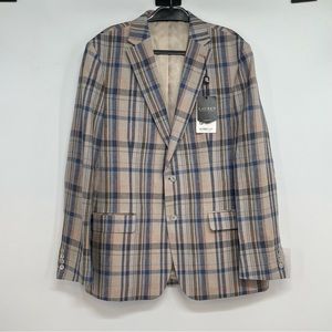 NWT Lauren Ralph Lauren UltraFlex Sport Coat Men’s 44L Linen Plaid Black Label